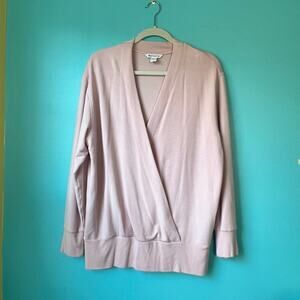 Athleta Purana V-Neck Wrap Sweater top Size M Pullover orchid pink or dusty rose